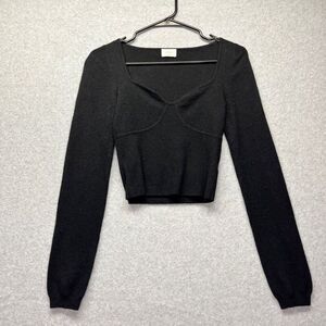 Artizia Wilfred Sweatheart Cropped Sweater Black Long Sleeve size M